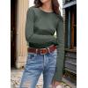 image:imageANRABESS Womens Long Sleeve Waffle Knit Shirts Casual Slim Fitted Crew Neck Thermal Tops Basic Tee 2026 Fall Trendy OutfitsArmy Green