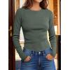 image:imageANRABESS Womens Long Sleeve Waffle Knit Shirts Casual Slim Fitted Crew Neck Thermal Tops Basic Tee 2026 Fall Trendy OutfitsArmy Green