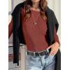 image:imageANRABESS Womens Long Sleeve Waffle Knit Shirts Casual Slim Fitted Crew Neck Thermal Tops Basic Tee 2026 Fall Trendy OutfitsBirck Red