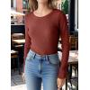 image:imageANRABESS Womens Long Sleeve Waffle Knit Shirts Casual Slim Fitted Crew Neck Thermal Tops Basic Tee 2026 Fall Trendy OutfitsBirck Red