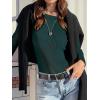 image:imageANRABESS Womens Long Sleeve Waffle Knit Shirts Casual Slim Fitted Crew Neck Thermal Tops Basic Tee 2026 Fall Trendy OutfitsDeep Green