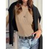 image:imageANRABESS Womens Long Sleeve Waffle Knit Shirts Casual Slim Fitted Crew Neck Thermal Tops Basic Tee 2026 Fall Trendy OutfitsLight Brown