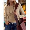 image:imageANRABESS Womens Long Sleeve Waffle Knit Shirts Casual Slim Fitted Crew Neck Thermal Tops Basic Tee 2026 Fall Trendy OutfitsLight Brown