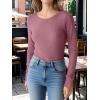 image:imageANRABESS Womens Long Sleeve Waffle Knit Shirts Casual Slim Fitted Crew Neck Thermal Tops Basic Tee 2026 Fall Trendy OutfitsMauve