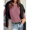image:imageANRABESS Womens Long Sleeve Waffle Knit Shirts Casual Slim Fitted Crew Neck Thermal Tops Basic Tee 2026 Fall Trendy OutfitsMauve