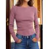 image:imageANRABESS Womens Long Sleeve Waffle Knit Shirts Casual Slim Fitted Crew Neck Thermal Tops Basic Tee 2026 Fall Trendy OutfitsMauve