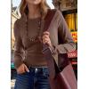 image:imageANRABESS Womens Long Sleeve Waffle Knit Shirts Casual Slim Fitted Crew Neck Thermal Tops Basic Tee 2026 Fall Trendy OutfitsRed Brown