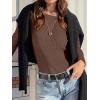 image:imageANRABESS Womens Long Sleeve Waffle Knit Shirts Casual Slim Fitted Crew Neck Thermal Tops Basic Tee 2026 Fall Trendy OutfitsRed Brown