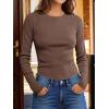 image:imageANRABESS Womens Long Sleeve Waffle Knit Shirts Casual Slim Fitted Crew Neck Thermal Tops Basic Tee 2026 Fall Trendy OutfitsRed Brown