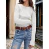 image:imageANRABESS Womens Long Sleeve Waffle Knit Shirts Casual Slim Fitted Crew Neck Thermal Tops Basic Tee 2026 Fall Trendy OutfitsWhite