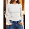 image:imageANRABESS Womens Long Sleeve Waffle Knit Shirts Casual Slim Fitted Crew Neck Thermal Tops Basic Tee 2026 Fall Trendy OutfitsWhite