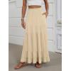 image:imageANRABESS Womens Maxi Skirt Elastic High Waist Swing Tiered Aline Flowy Pleated Boho Beach Vacation Long SkirtsBeige
