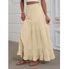 image:imageANRABESS Womens Maxi Skirt Elastic High Waist Swing Tiered Aline Flowy Pleated Boho Beach Vacation Long SkirtsBeige