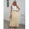 image:imageANRABESS Womens Maxi Skirt Elastic High Waist Swing Tiered Aline Flowy Pleated Boho Beach Vacation Long SkirtsBeige