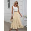image:imageANRABESS Womens Maxi Skirt Elastic High Waist Swing Tiered Aline Flowy Pleated Boho Beach Vacation Long SkirtsBeige