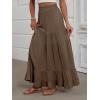 image:imageANRABESS Womens Maxi Skirt Elastic High Waist Swing Tiered Aline Flowy Pleated Boho Beach Vacation Long SkirtsCoffee