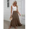 image:imageANRABESS Womens Maxi Skirt Elastic High Waist Swing Tiered Aline Flowy Pleated Boho Beach Vacation Long SkirtsCoffee