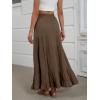image:imageANRABESS Womens Maxi Skirt Elastic High Waist Swing Tiered Aline Flowy Pleated Boho Beach Vacation Long SkirtsCoffee