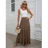 image:imageANRABESS Womens Maxi Skirt Elastic High Waist Swing Tiered Aline Flowy Pleated Boho Beach Vacation Long SkirtsCoffee