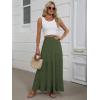 image:imageANRABESS Womens Maxi Skirt Elastic High Waist Swing Tiered Aline Flowy Pleated Boho Beach Vacation Long SkirtsDark Green