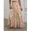 image:imageANRABESS Womens Maxi Skirt Elastic High Waist Swing Tiered Aline Flowy Pleated Boho Beach Vacation Long SkirtsFloral Orange Red