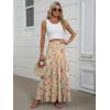 image:imageANRABESS Womens Maxi Skirt Elastic High Waist Swing Tiered Aline Flowy Pleated Boho Beach Vacation Long SkirtsFloral Orange Red