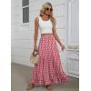image:imageANRABESS Womens Maxi Skirt Elastic High Waist Swing Tiered Aline Flowy Pleated Boho Beach Vacation Long SkirtsFloral Red