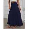 image:imageANRABESS Womens Maxi Skirt Elastic High Waist Swing Tiered Aline Flowy Pleated Boho Beach Vacation Long SkirtsNavy Blue