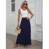 image:imageANRABESS Womens Maxi Skirt Elastic High Waist Swing Tiered Aline Flowy Pleated Boho Beach Vacation Long SkirtsNavy Blue