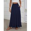 image:imageANRABESS Womens Maxi Skirt Elastic High Waist Swing Tiered Aline Flowy Pleated Boho Beach Vacation Long SkirtsNavy Blue