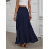 image:imageANRABESS Womens Maxi Skirt Elastic High Waist Swing Tiered Aline Flowy Pleated Boho Beach Vacation Long SkirtsNavy Blue