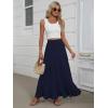 image:imageANRABESS Womens Maxi Skirt Elastic High Waist Swing Tiered Aline Flowy Pleated Boho Beach Vacation Long SkirtsNavy Blue