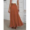 image:imageANRABESS Womens Maxi Skirt Elastic High Waist Swing Tiered Aline Flowy Pleated Boho Beach Vacation Long SkirtsRust