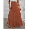image:imageANRABESS Womens Maxi Skirt Elastic High Waist Swing Tiered Aline Flowy Pleated Boho Beach Vacation Long SkirtsRust