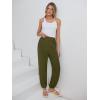 image:imageANRABESS Womens Pants Elastic Waist Summer Casual Harem Barrel Lounge Work Slacks Cropped Beach Vacation Clothes with PocketsArmy Green