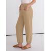 image:imageANRABESS Womens Pants Elastic Waist Summer Casual Harem Barrel Lounge Work Slacks Cropped Beach Vacation Clothes with PocketsYellow Khaki