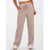 image:imageANRABESS Womens Ribbed Knit Lounge Pajama Pants Soft Fuzzy Comfy Wide Leg Drawstring Fall Loose Pj Bottoms with PocketsTan