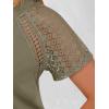 image:imageANRABESS Womens Short Sleeve Lace Shirt  Trendy Henley V Neck Blouse Versatile Business Casual Office Top for Work amp SummerArmy Green