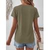 image:imageANRABESS Womens Short Sleeve Lace Shirt  Trendy Henley V Neck Blouse Versatile Business Casual Office Top for Work amp SummerArmy Green