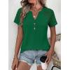 image:imageANRABESS Womens Short Sleeve Lace Shirt  Trendy Henley V Neck Blouse Versatile Business Casual Office Top for Work amp SummerGreen