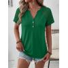 image:imageANRABESS Womens Short Sleeve Lace Shirt  Trendy Henley V Neck Blouse Versatile Business Casual Office Top for Work amp SummerGreen