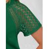 image:imageANRABESS Womens Short Sleeve Lace Shirt  Trendy Henley V Neck Blouse Versatile Business Casual Office Top for Work amp SummerGreen