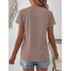 image:imageANRABESS Womens Short Sleeve Lace Shirt  Trendy Henley V Neck Blouse Versatile Business Casual Office Top for Work amp SummerLight Coffee