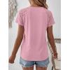 image:imageANRABESS Womens Short Sleeve Lace Shirt  Trendy Henley V Neck Blouse Versatile Business Casual Office Top for Work amp SummerPink