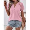 image:imageANRABESS Womens Short Sleeve Lace Shirt  Trendy Henley V Neck Blouse Versatile Business Casual Office Top for Work amp SummerPink