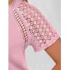 image:imageANRABESS Womens Short Sleeve Lace Shirt  Trendy Henley V Neck Blouse Versatile Business Casual Office Top for Work amp SummerPink