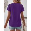 image:imageANRABESS Womens Short Sleeve Lace Shirt  Trendy Henley V Neck Blouse Versatile Business Casual Office Top for Work amp SummerPurple