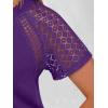 image:imageANRABESS Womens Short Sleeve Lace Shirt  Trendy Henley V Neck Blouse Versatile Business Casual Office Top for Work amp SummerPurple