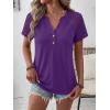 image:imageANRABESS Womens Short Sleeve Lace Shirt  Trendy Henley V Neck Blouse Versatile Business Casual Office Top for Work amp SummerPurple