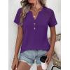 image:imageANRABESS Womens Short Sleeve Lace Shirt  Trendy Henley V Neck Blouse Versatile Business Casual Office Top for Work amp SummerPurple